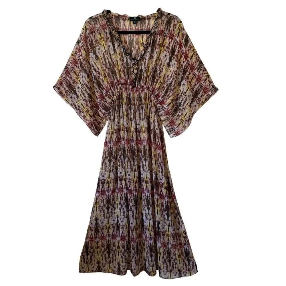 Curations Sheer Kimono Slv Empire Waist Maxi Dress Sz XS Swim, Occassion